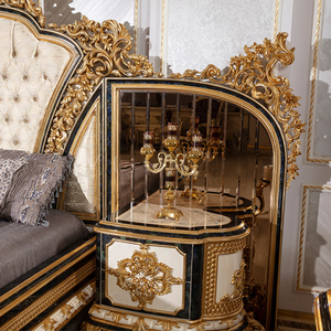 Luxury Baroque Solid Mahogany Wood Bedroom Set Handmade Carved King Bed <b>Wardrobe</b> Bedside Cabinet Premium Furniture - Product Image 3