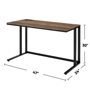 Scrivania per Computer Rettangolare in Noce e Nero con Porta USB e Presa Elettrica per la Scrittura - Product Image 3