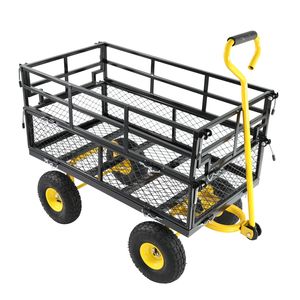 Yellow & Black Wagon Cart Garden Cart Trucks for Hand Carts & Trolleys for Easy Firewood <b>Transport</b> - Product Image 1