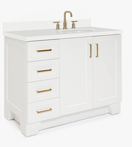 <span class=keywords><strong>Mobile</strong></span> <span class=keywords><strong>Bagno</strong></span> da 43 Pollici con Lavabo a Destra, Marchio Privato Quartus, Solo <span class=keywords><strong>Mobile</strong></span>, 4 Opzioni di Finitura, Vendita all'Ingrosso, Fabbrica Vietnamita - Product Image 2
