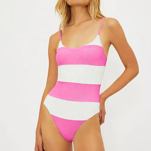 Nouveau Maillot de Bain Décontracté d'Été 2026 pour Femme, Sexy, Côtelé, Sans Bretelles, Couleur Unie, Personnalisable avec Logo et Couleur, Combinaison Ajustée - Product Image 1