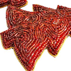 Handmade Beaded <b>Christmas</b> <b>Tree</b> Hanging <b>Ornament</b> Red Beadwork Holiday Decoration Festive Craft Gift for Home Party Decor - Product Image 3