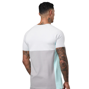 Camiseta Deportiva Personalizada para Hombre, Color Blanco Menta, con Bloques de Color, Transpirable, de Secado Rápido, de Algodón, para Gimnasio, Entrenamiento, Fitness, Uso Casual de Verano - Product Image 2
