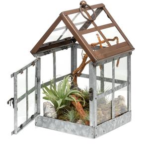 Terrario de Vidrio Acanalado de Cobre Hecho a Mano, Contenedor de Vidrio Geométrico con Forma de Casa - Product Image 6