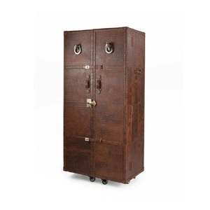 Armoire moderne pour bureau à domicile en cuir véritable et bois massif avec caractéristiques écologiques, installation murale pour usage extérieur - Product Image 1