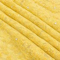 Tissu en dentelle filet perlée et ornée de strass, motif floral africain nigérian, fait main, pour robe de mariée George Wrapper – Vente chaude, écologique