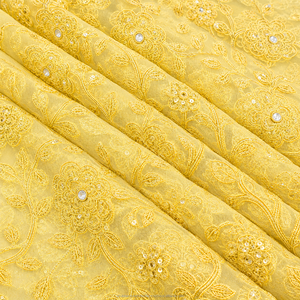 Tissu en dentelle filet africaine nigériane écologique très demandé, richement perlé à la main, pour robe George, pour mariage, pour femme - Product Image 3