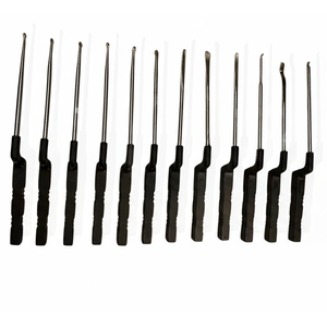 Kit d'instruments chirurgicaux de classe I, manuel, orthopédique, curette, 12 pièces, outils à manche noir pour opération chirurgicale par Dentavex - Product Image 1
