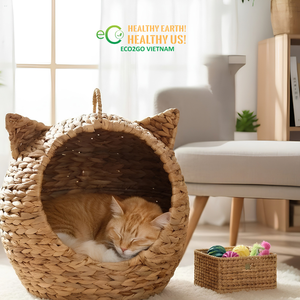 Eco2go Vietnam – Nouvelle Niche pour Chat Faite à la Main en Jacinthe d'Eau, Style Dessin Animé, Tressée, Écologique, pour Petits Animaux – Modèle OEM Personnalisé - Product Image 6