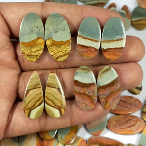 Lot de paires de jaspes polychromes naturels de qualité supérieure, pierres précieuses uniques pour la fabrication de boucles d'oreilles et de bijoux, formes variées - Product Image 6