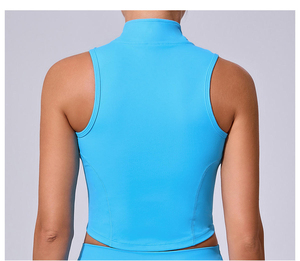 Débardeur zippé sans manches pour femme avec logo personnalisé, vêtement de sport décontracté, idéal pour la gym et le fitness - Product Image 6
