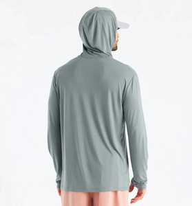 Chemise de pêche à manches longues bleu clair pour homme, UPF 50, anti-UV, couleur unie, pull-over, 100% polyester, pour l'extérieur - Product Image 2