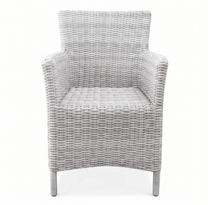 Fauteuil de salle à manger moderne empilable en rotin synthétique gris de luxe résistant aux intempéries pour jardin, terrasse, hôtel, complexe hôtelier - Product Image 3