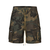 Shorts cargo camouflage Ripstop personnalisés pour hommes, streetwear, tactiques, multi-poches, fermeture éclair, shorts camouflage tendance, taille élastique, cordon de serrage