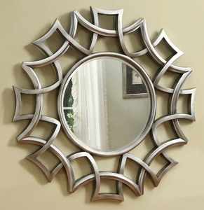 Modern Geometric Iron Frame <b>Round</b> <b>Wall</b> <b>Mirror</b> Silver Finish Decorative Starburst <b>Wall</b> <b>Mirror</b> Luxury Home Decor - Product Image 1