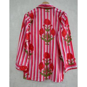 Ensemble de pyjama en coton imprimé à la main pour femmes, ensemble de pyjama confortable pour un usage quotidien et des soirées décontractées - Product Image 4