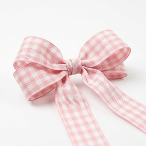 ริบบิ้นโกรเกรนลายตารางสีชมพู ขนาด 15 มม. ผลิตจากโพลีเอสเตอร์ 100% สำหรับตกแต่ง ทำโบว์ผูกผม ห่อของขวัญ และตกแต่งบรรจุภัณฑ์ ขายส่ง - Product Image 2