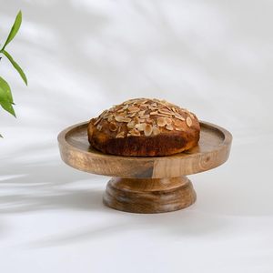 Support à gâteau rond en bois massif écologique, plateau de service fait main pour mariage, pâtisserie, fête, présentation - Product Image 3