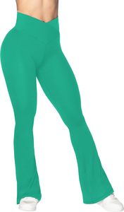 Pantalones de yoga acampanados de cintura alta con diseño cruzado para mujer, leggings de corte de bota con frente en V, control de abdomen, sensación de segunda piel, pantalones de fitness, ropa de gimnasio - Product Image 5