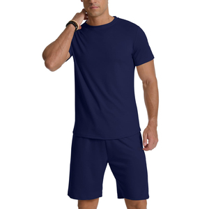 Summer New Men Casual And Streetwear Shorts Sets Short Sleeve T Shirt Shorts Solid Color <b>Tracksuit</b> Men's Clothing 2 Pieces Sets - Product Image 4