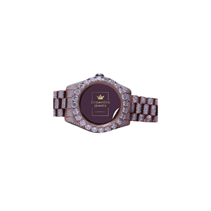 Reloj de Lujo Personalizado con Diamantes de Moissanita en Oro Rosa, Corte Redondo, para Unisex, Movimiento de Cuarzo, Estilo para Bodas y Fiestas - Product Image 1