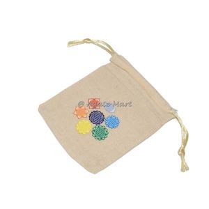 2024 meilleur prix coton cordon velours pochette 7 Chakra imprimé sac pour artisanat pierre cadeau - Product Image 1