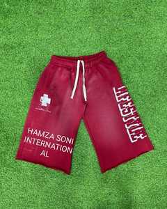 HSI ODM/OEM <b>Men's</b> <b>Red</b> Solid 100% Cotton Front Logo Mid Waist Elastic Casual Bermuda <b>Shorts</b> - Product Image 1