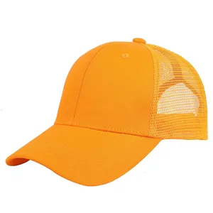 Unisex 6 Panel Mesh Trucker <b>Hat</b> Wholesale Fashion Street Sports Cap Curved Brim Custom OEM Solid Color - Product Image 2