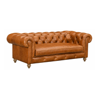 Canapé-lit trois places en cuir véritable, style Mid-Century Modern, écologique, avec dossier capitonné et accoudoirs roulés, idéal pour Villa, École, Parc, Atelier, Salon