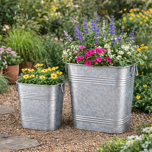 Ensemble de 2 seaux carrés en métal galvanisé Headway Crafts, gris rouillé - Product Image 3