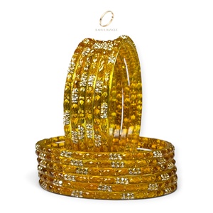 Bracelets en verre goutte de pluie dorés au miel de luxe, pierres de cristal pour la collection de bijoux de mariage et de mariée pour femmes - Product Image 2