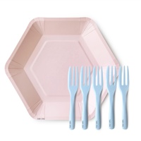 Ensemble d'assiettes en papier écologiques jetables de forme irrégulière, parfaites pour les fêtes, sûres pour les aliments, vertes et modernes