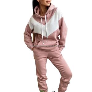 Conjunto de sudadera y pantalones deportivos para mujer 2025 con decoración de encaje, sudadera de Color contrastante con bolsillos con cordón, conjuntos para mujer - Product Image 6