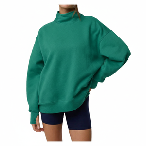 Pull col roulé en polaire pour femme, 100 % coton, coupe-vent, respirant, écologique, séchage rapide, couleur unie, personnalisable - Product Image 5