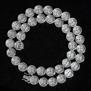 Collar de cadena tipo tenis con racimo redondo de moissanita de lujo, estilo hip hop, pieza llamativa para hombres y mujeres, regalo de lujo - Product Image 2