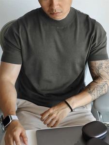 T-shirts tendance homme printemps-été 2026 – Col montant, manches courtes, coupe ajustée, décontracté, couleur unie, pull-over mode pour hommes - Product Image 4