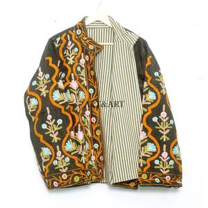 Veste luxueuse brodée à la main 100% cotisse, col mandarin épais, écologique, respirante, séchage rapide, détails floraux complexes - Product Image 6