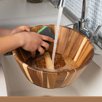 Ensemble de 3 bols en bois d'acacia de qualité supérieure, fourniture en gros, pour servir la salade, les fruits, les bonbons, l'apéritif, les collations, la cuisine