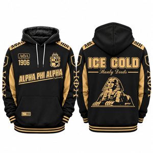 เสื้อฮู้ดสีดำทองสำหรับผู้ชาย Alpha Phi Alpha พร้อมลายปัก Fraternity แบบ Ice Cold Print สไตล์ลำลองสำหรับฤดูหนาวและสตรีทแวร์ - Product Image 1