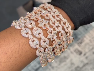 Pulsera de Diamantes Chapada en Oro Rosa, Cadena de Lujo con Corte Brillante Redondo, Unisex, para Uso Diario - Product Image 1