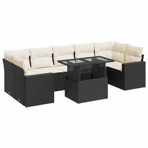 Ensemble de canapé de jardin modulaire avec accoudoirs réglables en rotin PE noir - Product Image 2
