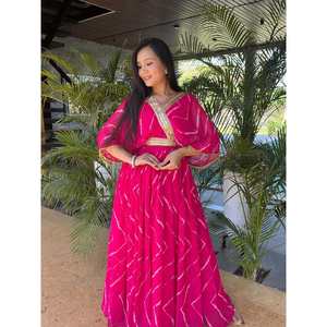 FANCY GEORGETTE BORDADO IMPRESO TRABAJO SOLO VESTIDO ROSA - Product Image 6