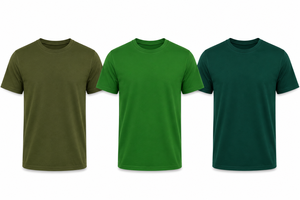 เสื้อยืดคอกลมแขนสั้นสีพื้นสำหรับผู้ชาย ทรงปกติ สวมใส่สบาย ผ้าถัก 100% คอตตอนเจอร์ซีย์  ไม่มีโลโก้ด้านหน้า สีเขียวมะกอก - Product Image 1