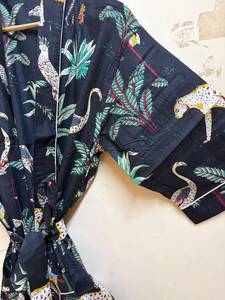 Bata Kimono de Algodón con Estampado Animal para Mujer, Ligera, Suave, para Descansar, Ropa de Spa, Venta al por Mayor OEM - Product Image 6