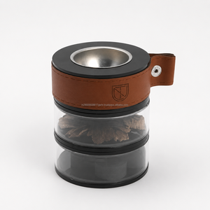 Brûleur d'encens en acrylique avec couvercle en cuir, bol en métal, fait main, durable, diffuseur aromatique de bois de santal pour une aromathérapie toute saison - Product Image 1