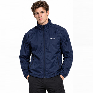 Men's Sporty Fit <b>Windbreaker</b> Jacket Stand Collar Full Zip Lightweight Nylon Jacket Custom Embroidered Logo Men Sports Jackets - Product Image 1