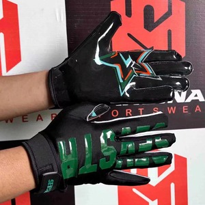 New Arrival Full-Finger Breathable Lightweight Anti-Slip American Football Receiver Gloves Adjustable <b>Wrist</b> <b>Strap</b> Hook Loop - Product Image 4