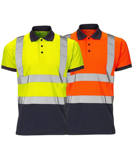 Polos unisexes haute visibilité pour hommes, deux tons, polyester, réfléchissants, sécurité, pas chers, classe 2 - Product Image 3