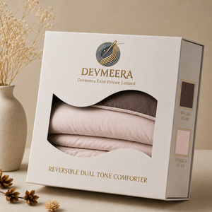500 GSM Mocha Vanilla Dual Tone Reversible Microfiber Comforter Soft Cozy <b>Bedding</b> | Extra Warm Winter <b>Quilt</b> for Hotel Rooms Uses - Product Image 4
