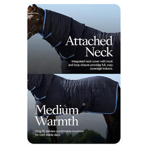 Couverture de cheval d'intérieur personnalisée en tissu 600D de poids moyen |   Linge de lit imperméable combiné avec protège-cou |   Tapis stable de 72 pouces - Product Image 3